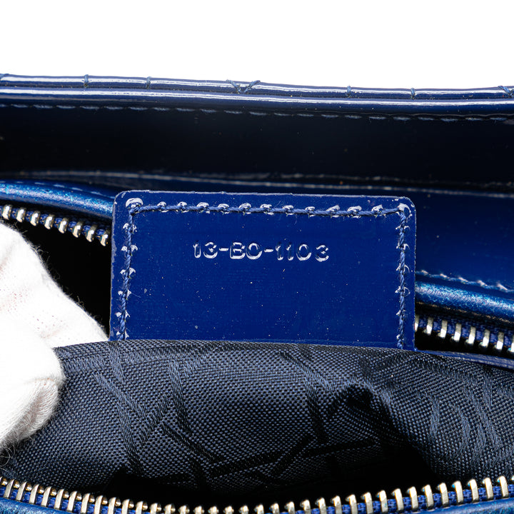 Dior Large Cuir verni Cannage Lady Dior Bleu