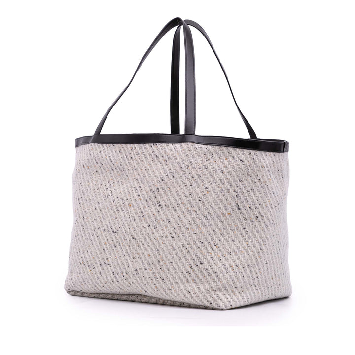 Bottega Veneta Large Wool and Cuir de veau Flip Flap Cabas Gris – GABY PARIS Authentique