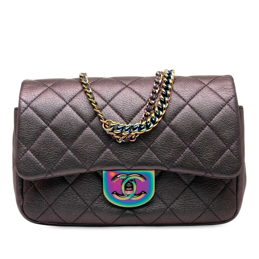Chanel Small Iridescent Goatskin Rainbow Hardware Double Carry Waist Chain Flap Violet – GABY PARIS Authentique