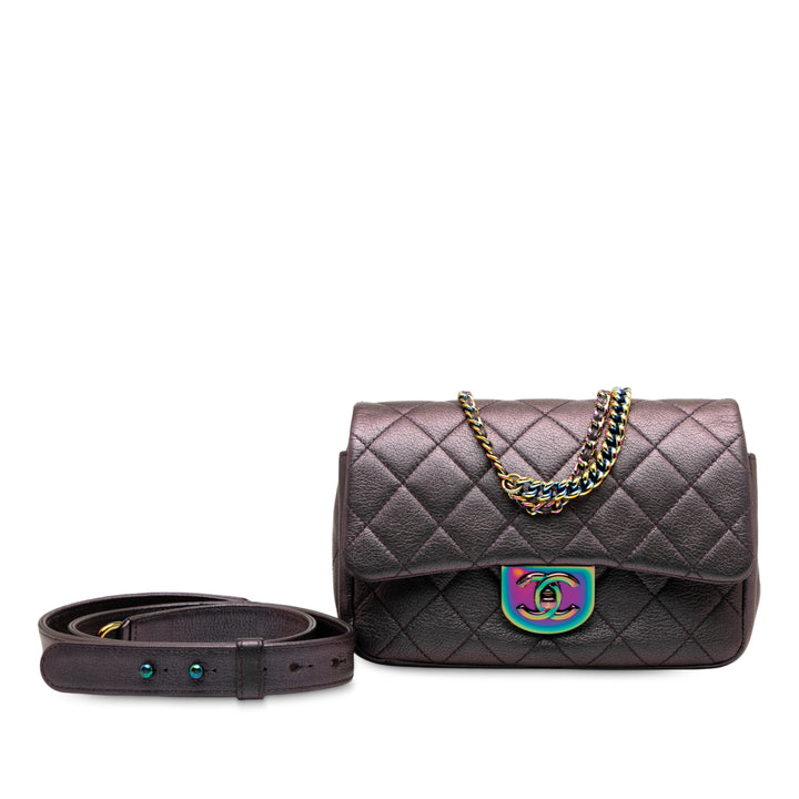 Chanel Small Iridescent Goatskin Rainbow Hardware Double Carry Waist Chain Flap Violet – GABY PARIS Authentique