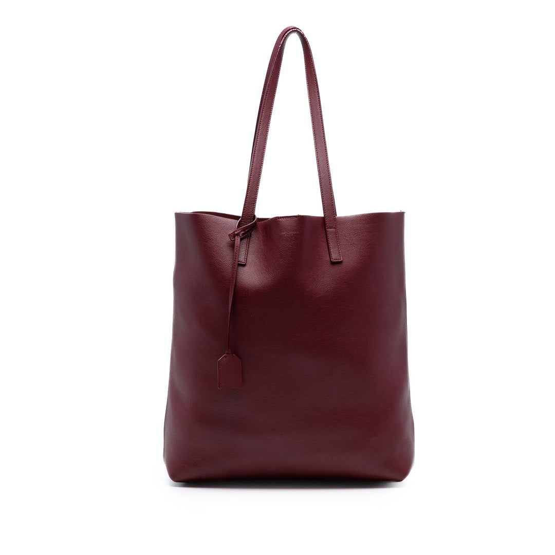 Saint Laurent Cuir North South Shopper Cabas Rouge – GABY PARIS Authentique