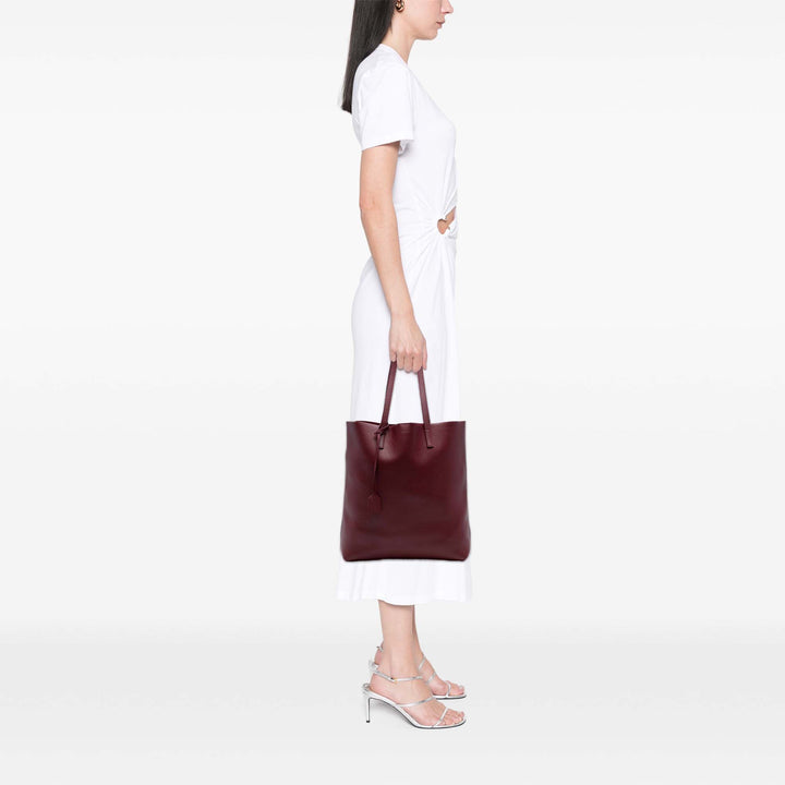 Saint Laurent Cuir North South Shopper Cabas Rouge – GABY PARIS Authentique