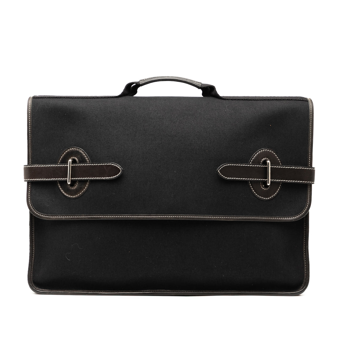 Hermès Toile Officier Buenaventura MM Noir – GABY PARIS Authentique
