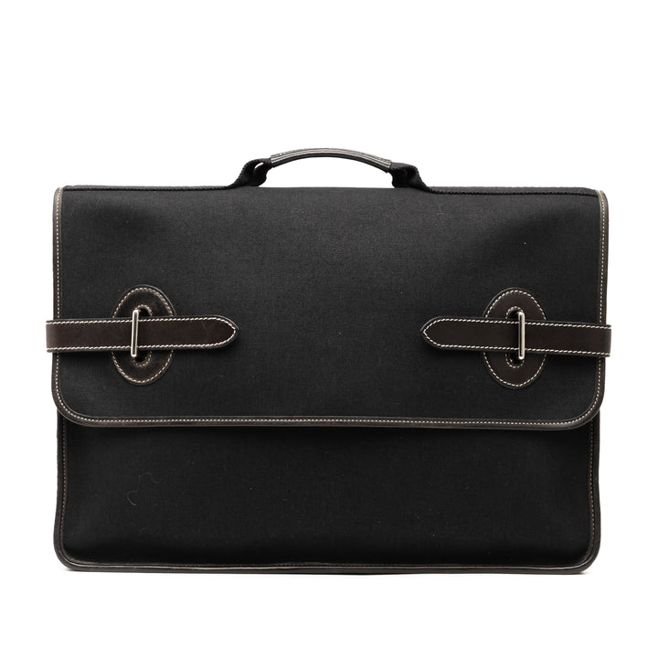 Hermès Toile Officier Buenaventura MM Noir – GABY PARIS Authentique