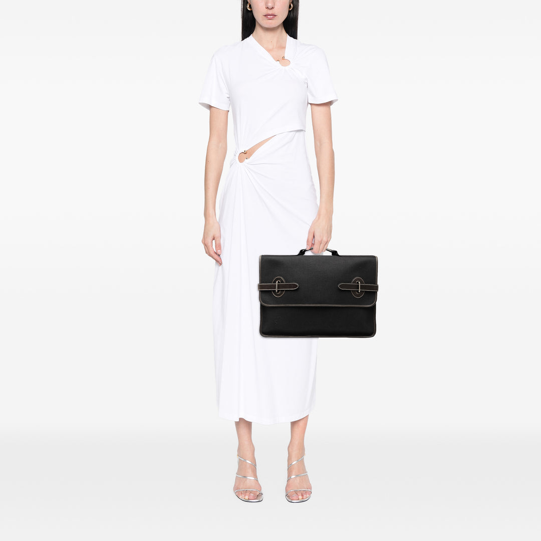 Hermès Toile Officier Buenaventura MM Noir – GABY PARIS Authentique
