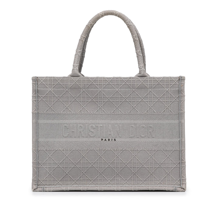 Dior Medium Cannage Embroidered Book Cabas Gris – GABY PARIS Authentique