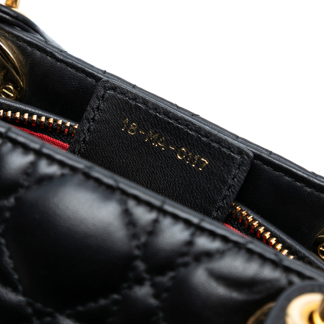 Dior Medium Cuir d’agneau Cannage Lady Dior Noir – GABY PARIS Authentique