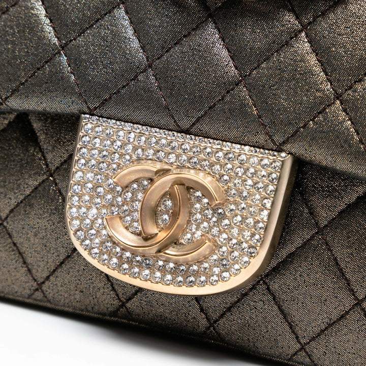 Chanel Small Quilted Iridescent Cuir de veau Crystal Simple rabat Noir – GABY PARIS Authentique