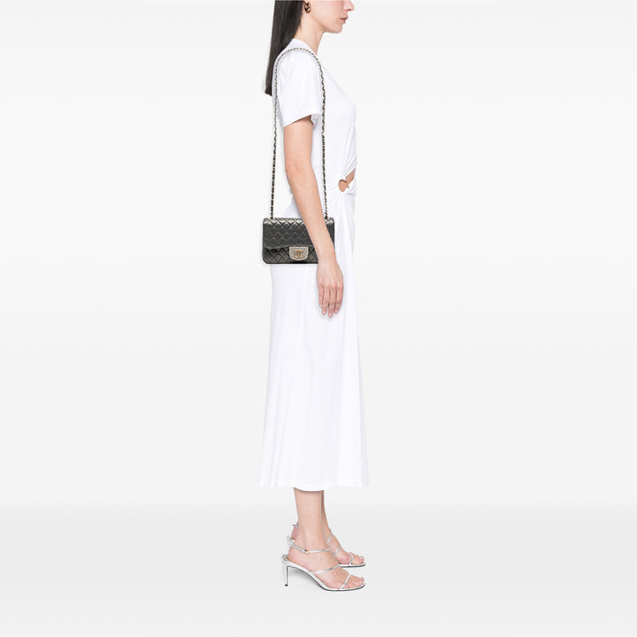 Chanel Small Quilted Iridescent Cuir de veau Crystal Simple rabat Noir – GABY PARIS Authentique