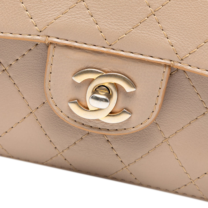 Chanel Medium Classic Cuir de veau Wild Stitch Double rabat Marron – GABY PARIS Authentique