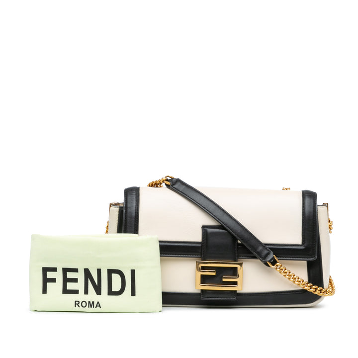 Fendi Bicolor Leather Chain Baguette Blanc – GABY PARIS Authentique