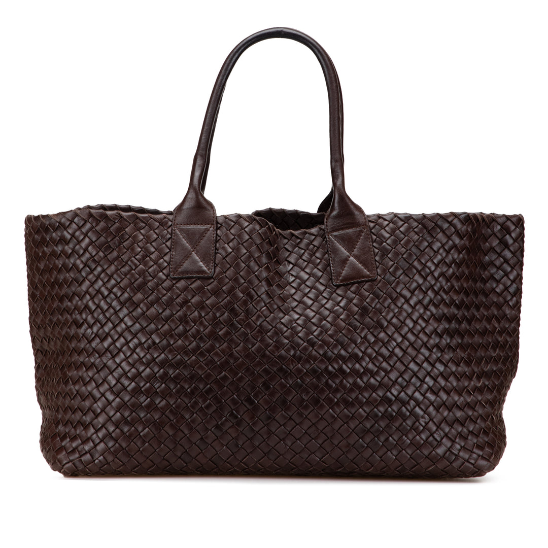 Bottega Veneta Medium Cuir d’agneau Intreccio Cabat Cabas Marron – GABY PARIS Authentique