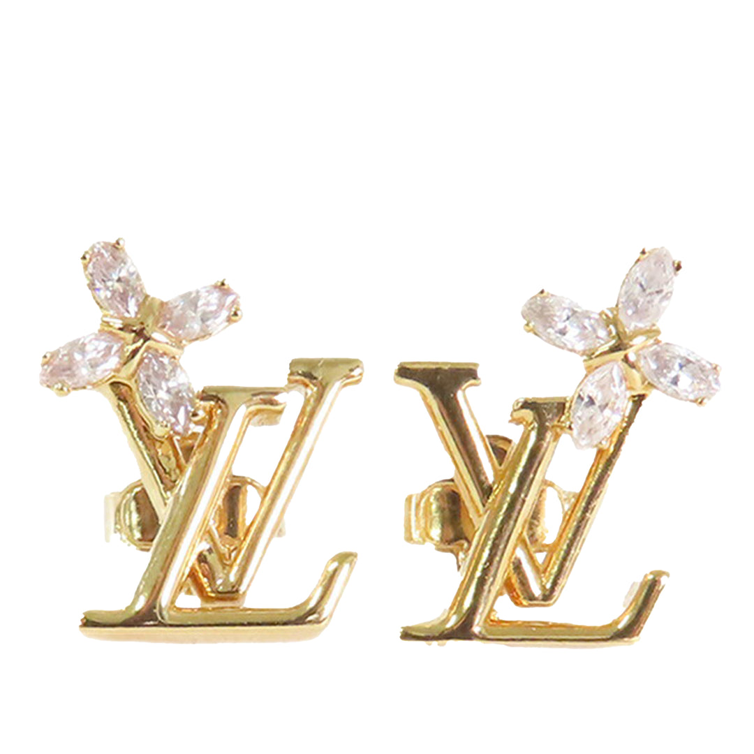 Louis Vuitton Doré Plated LV Iconic Flower Push Back Boucle d’oreilles Doré