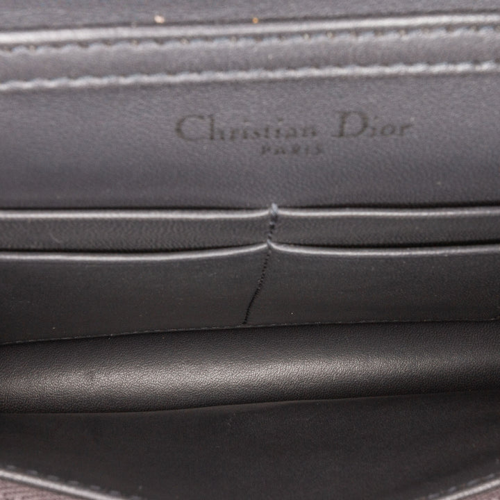 Dior Métallisé Cuir verni Microcannage Diorama Wallet on Chain Noir
