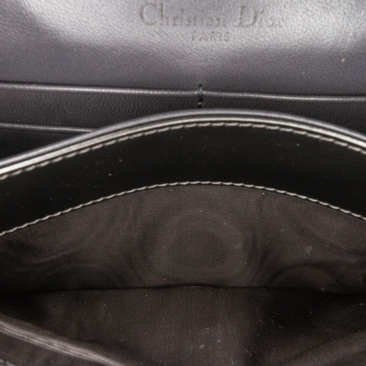 Dior Métallisé Cuir verni Microcannage Diorama Wallet on Chain Noir