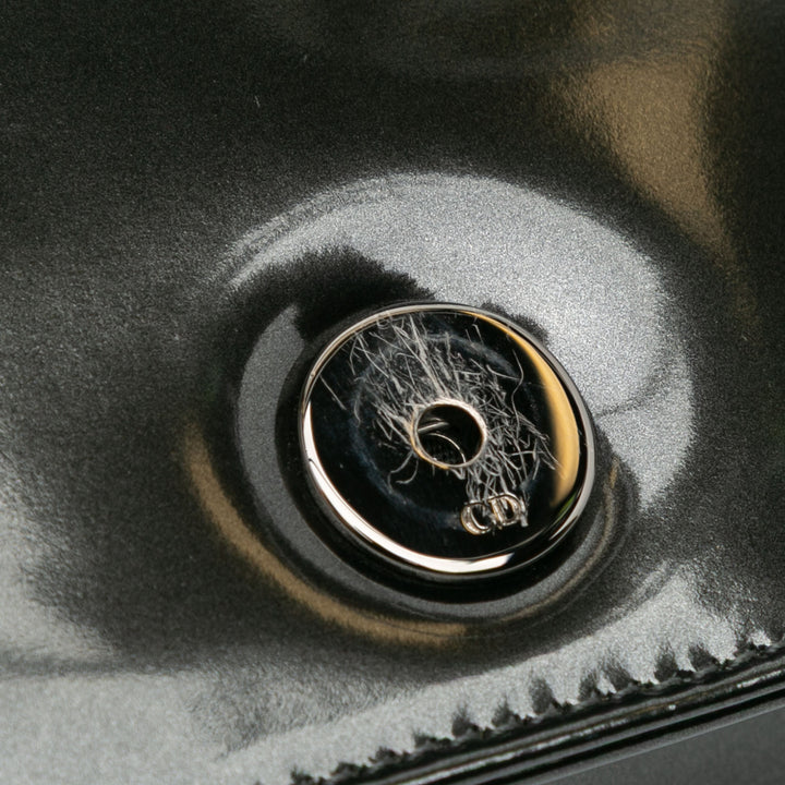 Dior Métallisé Cuir verni Microcannage Diorama Wallet on Chain Noir