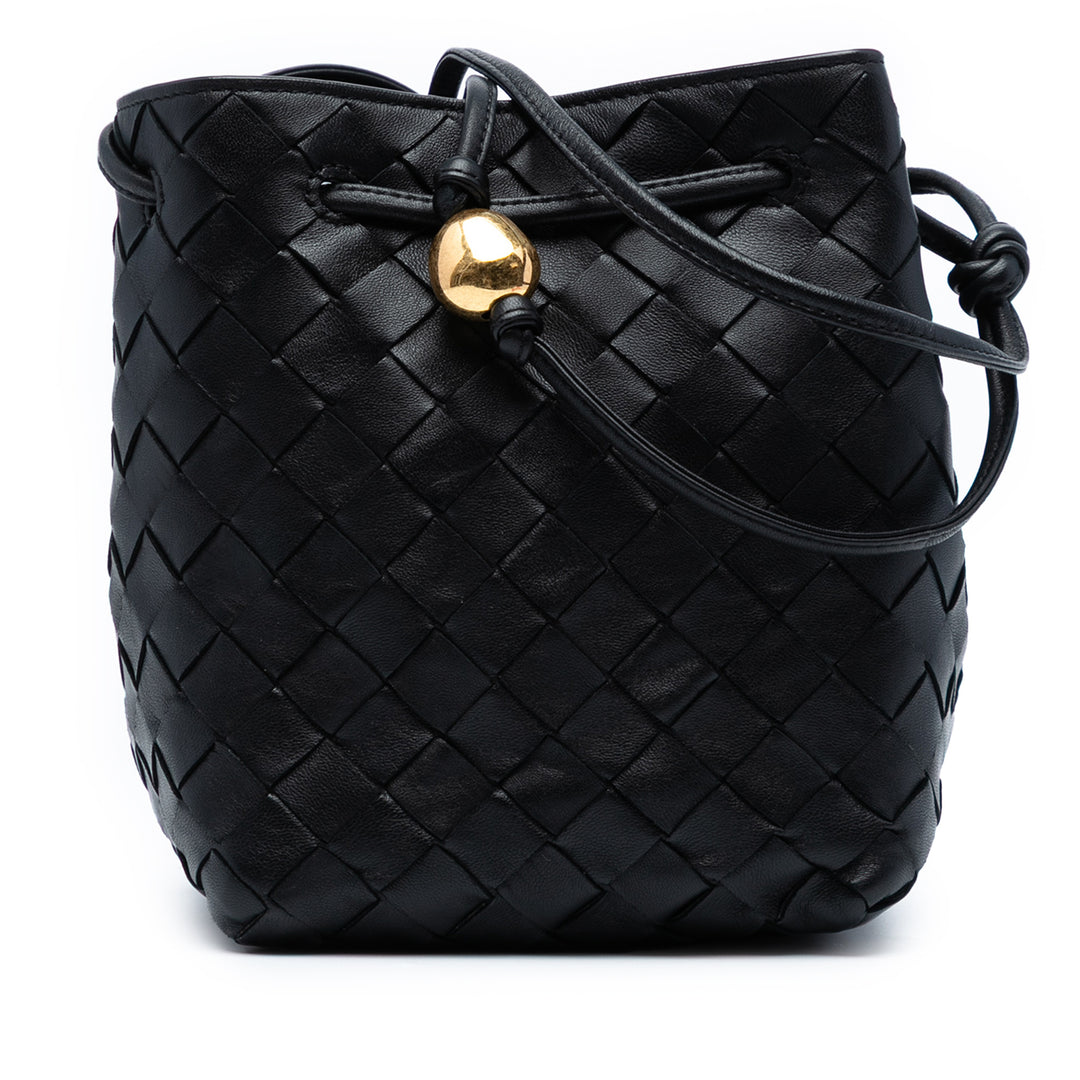 Bottega Veneta Small Nappa Intrecciato Bucket Bag Noir