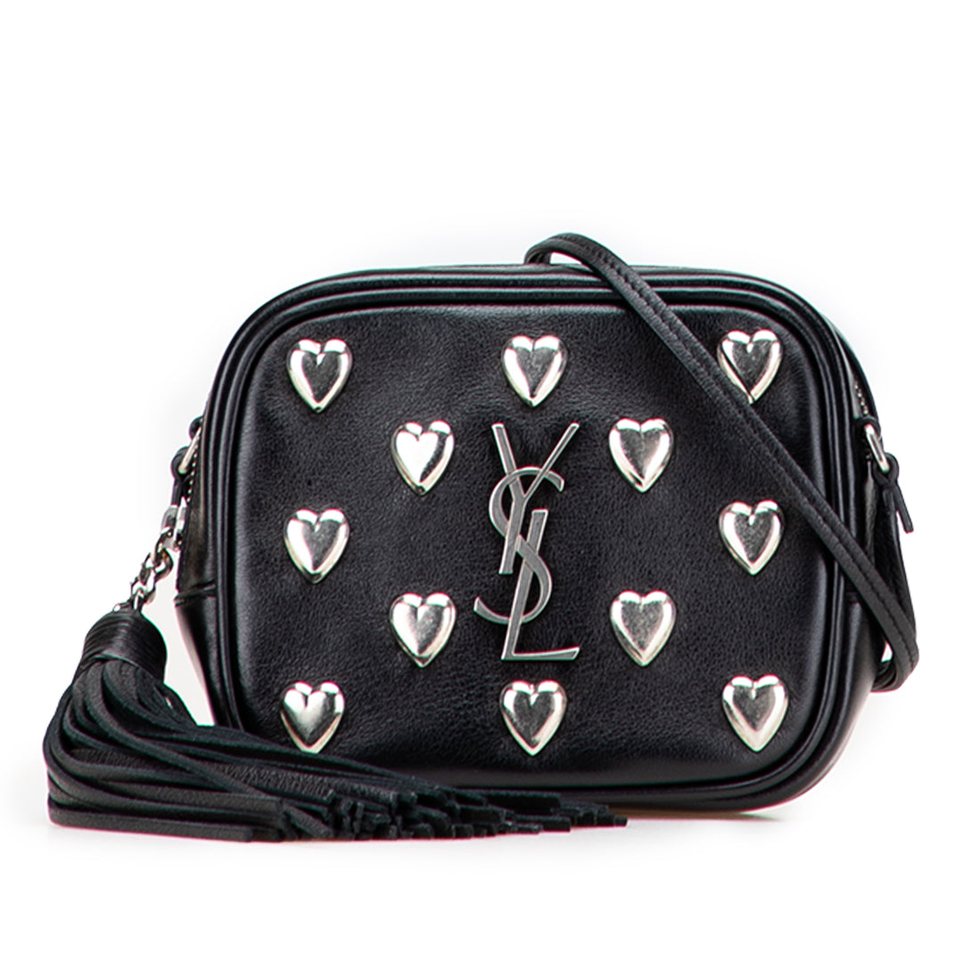 Saint Laurent Studded Cuir de veau Monogram Heart Blogger Sac porté croisé Noir – GABY PARIS Authentique