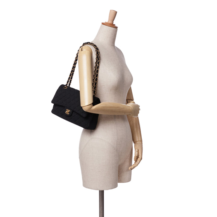 Chanel Medium Classic Jersey Double rabat Noir – GABY PARIS Authentique