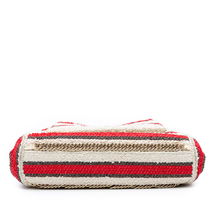 Chanel CC Quilted Tweed Striped Simple rabat Blanc – GABY PARIS Authentique