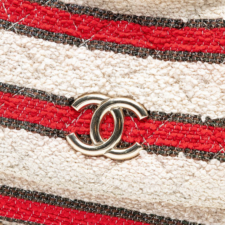 Chanel CC Quilted Tweed Striped Simple rabat Blanc – GABY PARIS Authentique