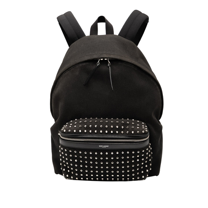 Saint Laurent Studded Toile City Sac à dos Noir – GABY PARIS Authentique