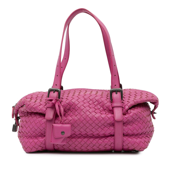 Bottega Veneta Nappa Intrecciato Montaigne Shoulder Bag Pink - gabyparis.fr
