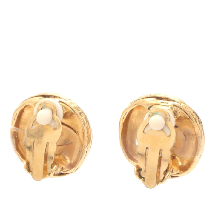 Chanel CC plaqué Rond Clip On Boucle d’oreilles