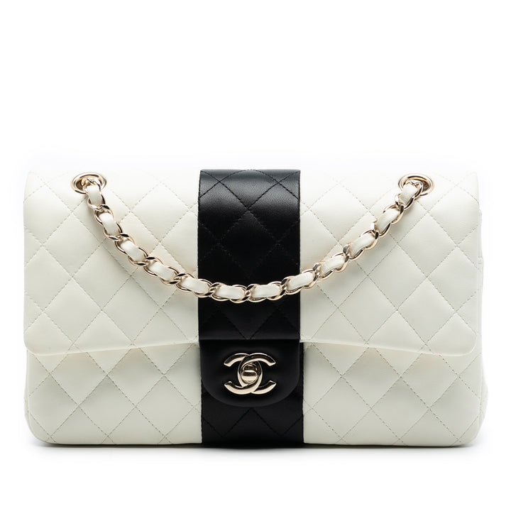 Chanel Medium Classic Bi Stripe Cuir d’agneau Double rabat