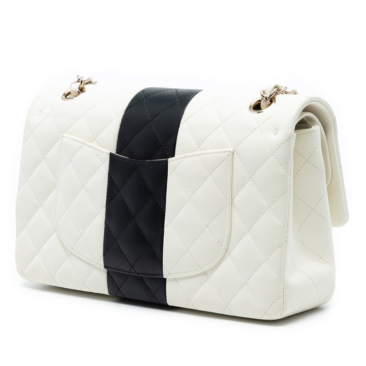 Chanel Medium Classic Bi Stripe Cuir d’agneau Double rabat