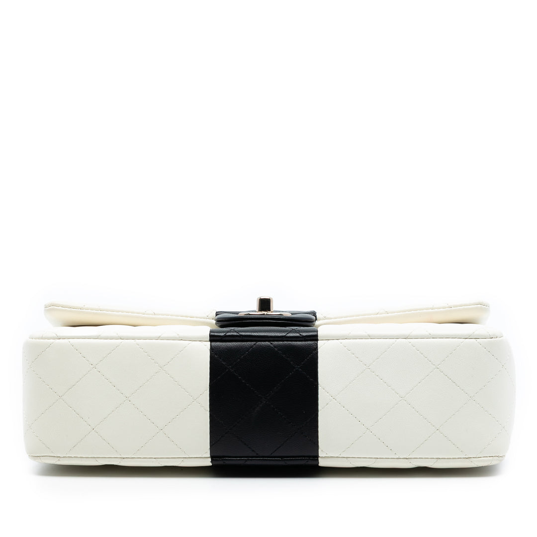 Chanel Medium Classic Bi Stripe Cuir d’agneau Double rabat