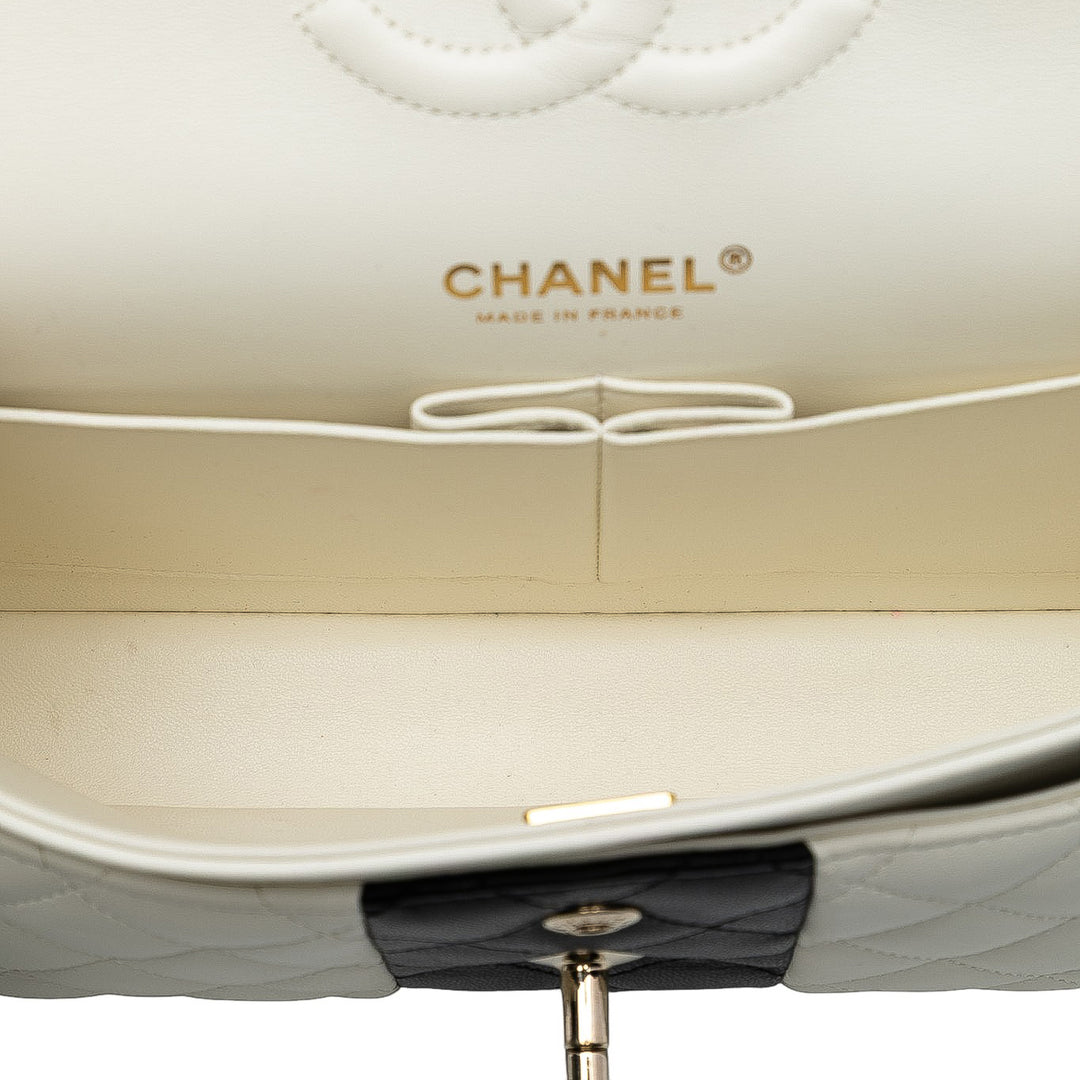 Chanel Medium Classic Bi Stripe Cuir d’agneau Double rabat