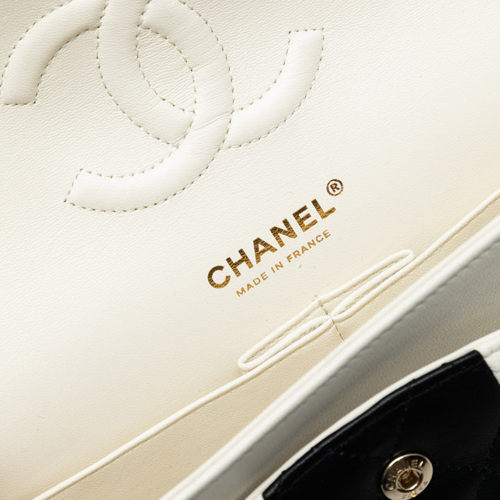 Chanel Medium Classic Bi Stripe Cuir d’agneau Double rabat