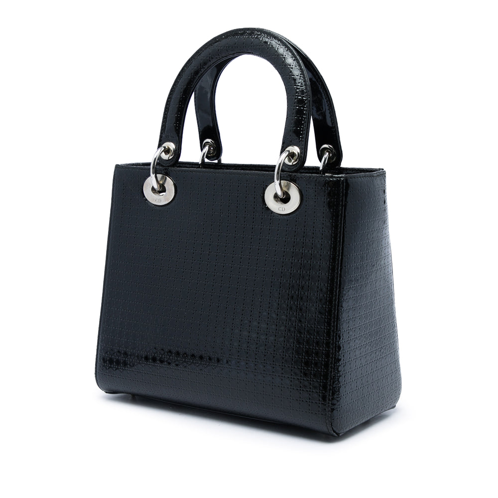 Dior Sac à main Métallisé Microcannage Lady Dior Moyen Noir – vue 2 – GABY PARIS