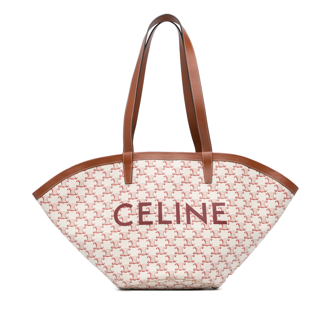 Medium Coated Canvas Triomphe Couffin Tote White - Gaby Paris