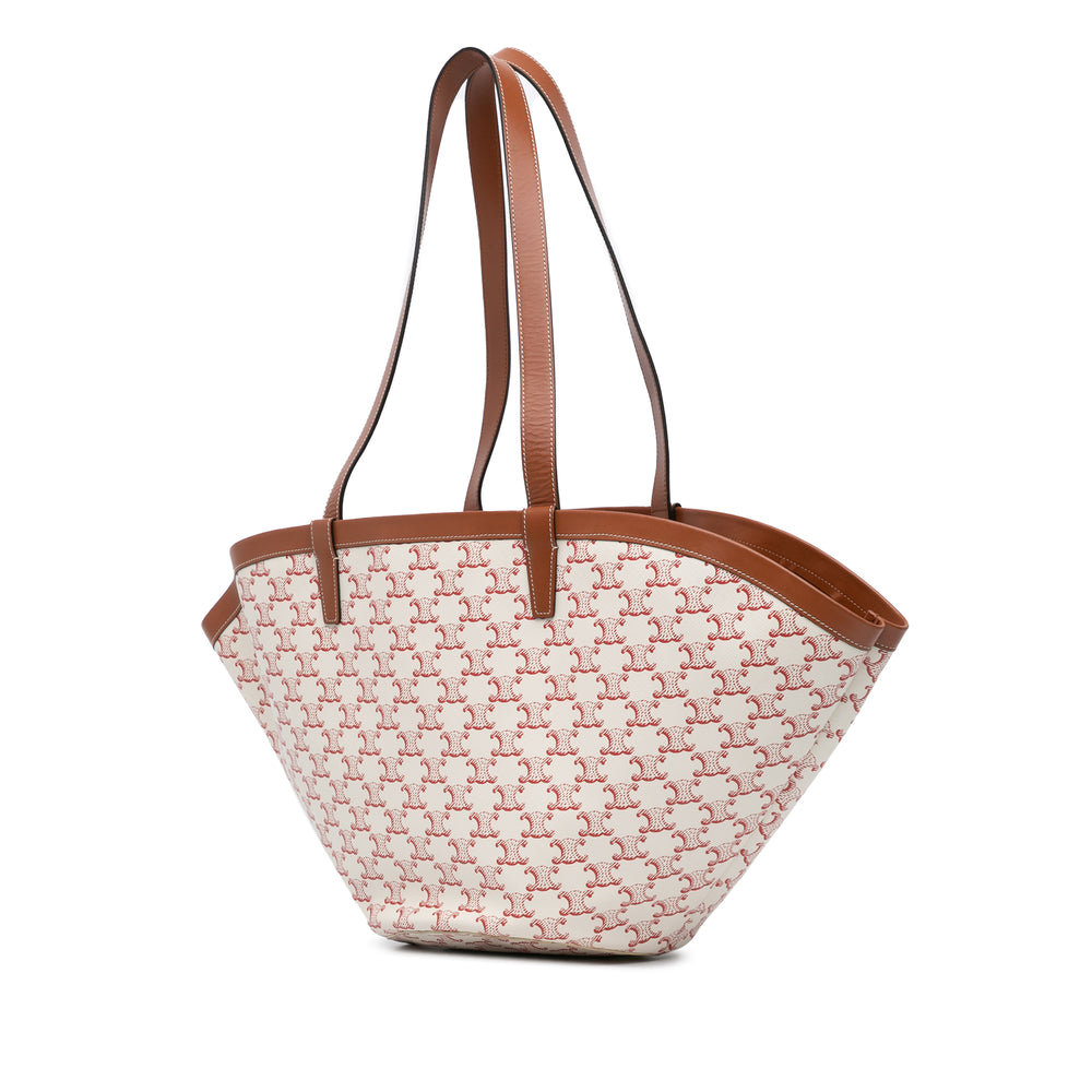 Medium Coated Canvas Triomphe Couffin Tote White - Gaby Paris