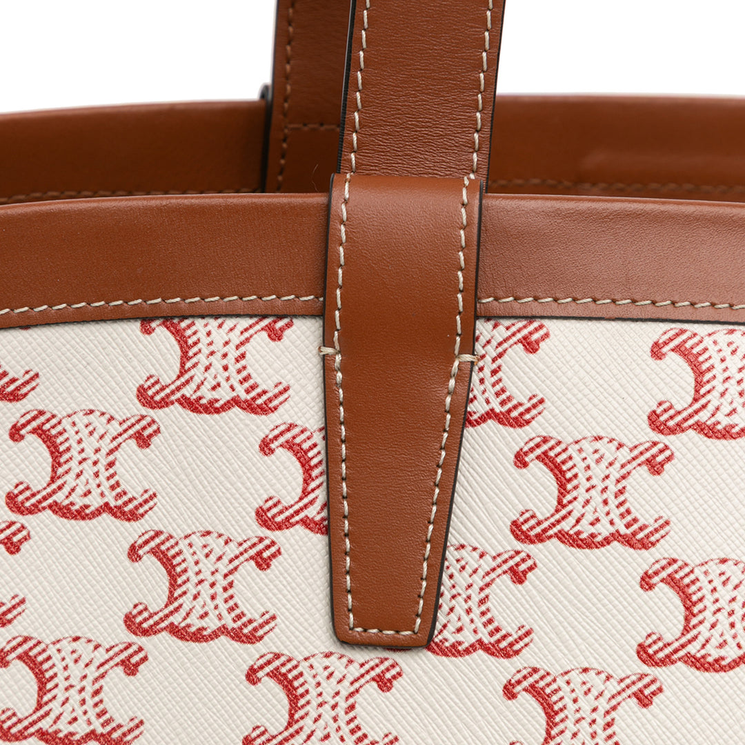 Medium Coated Canvas Triomphe Couffin Tote White - Gaby Paris