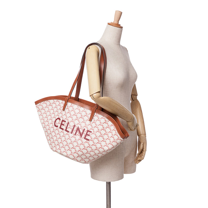 Medium Coated Canvas Triomphe Couffin Tote White - Gaby Paris