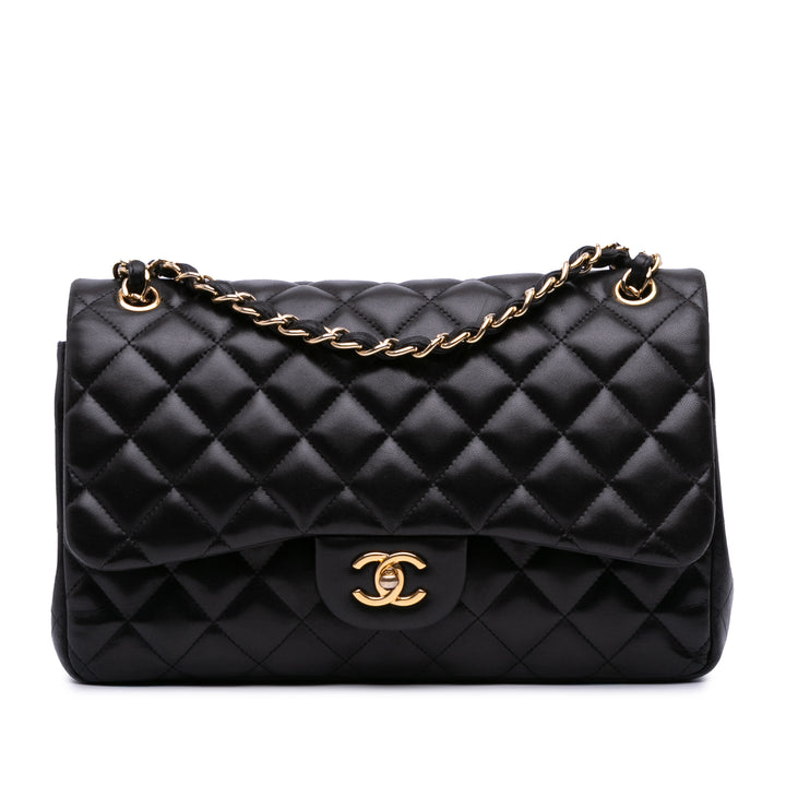 Chanel Jumbo Classic Cuir d’agneau Double rabat Noir