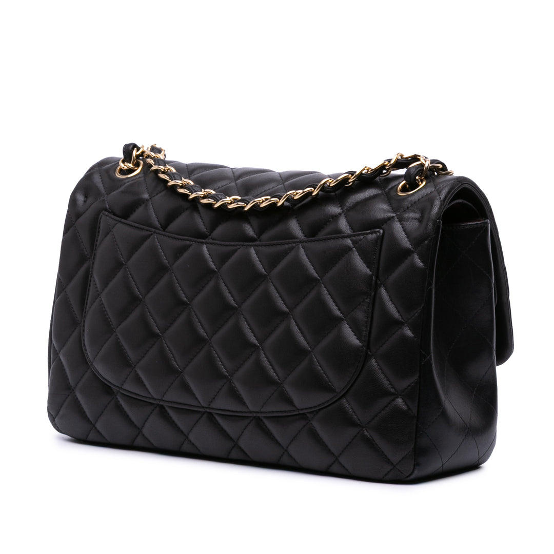 Chanel Jumbo Classic Cuir d’agneau Double rabat Noir