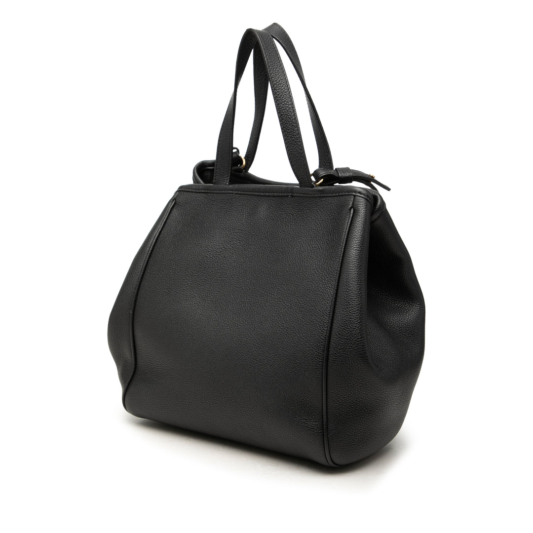 Celine grainé Folded Cabas Petit Cuir de veau grainé Noir – vue 2 – GABY PARIS