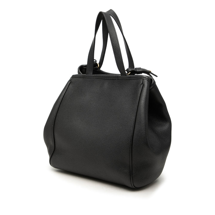 Celine grainé Folded Cabas Petit Cuir de veau grainé Noir – vue 2 – GABY PARIS