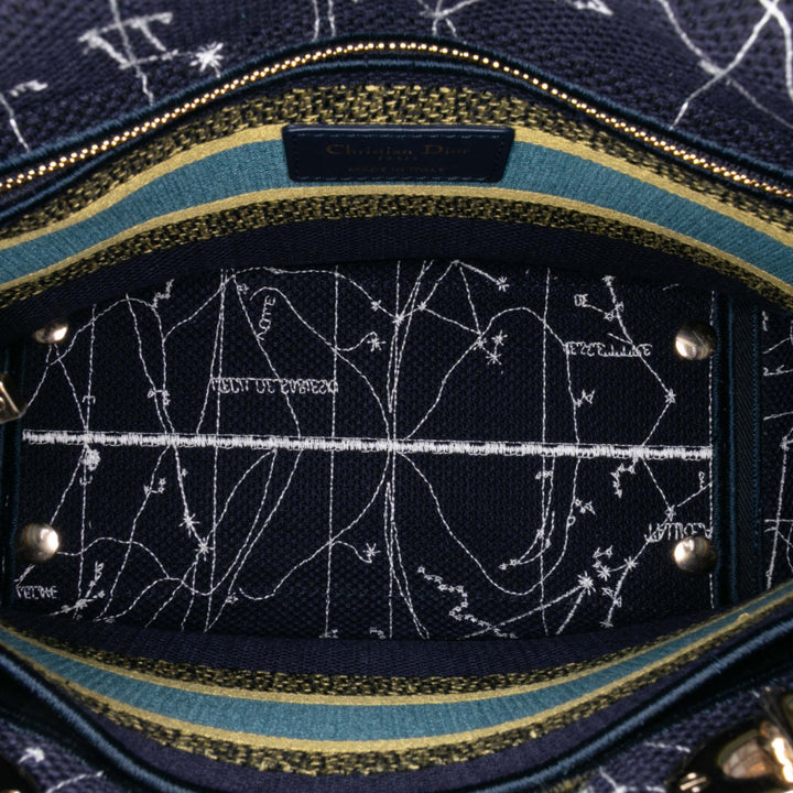 Medium Canvas Embroidered Zodiac Lady D Lite Blue - Gaby Paris