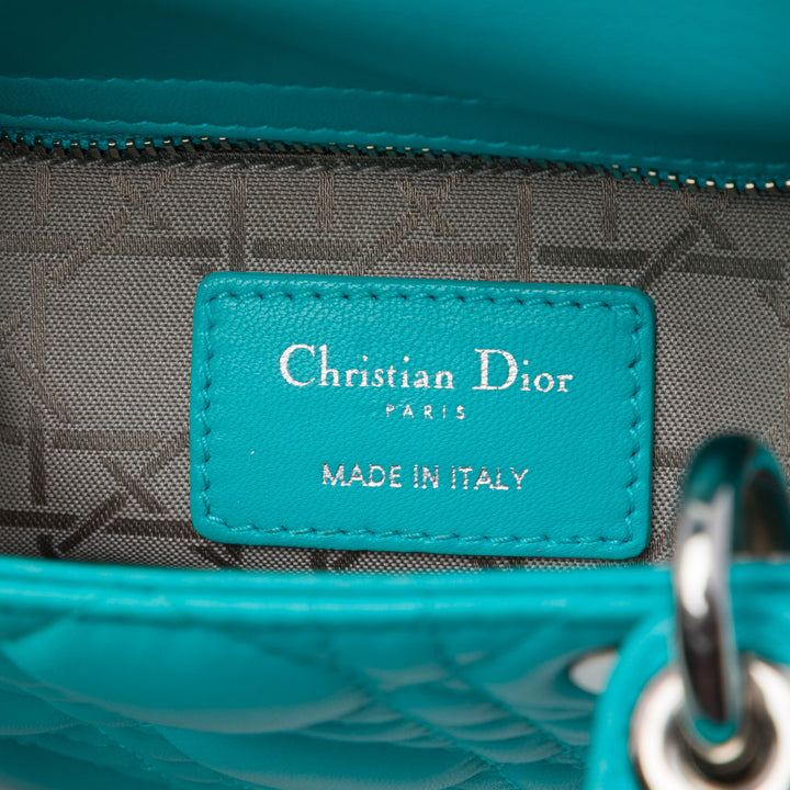 Dior Lady Dior Cannage Mini Cuir d'agneau Bleu – vue 5 – GABY PARIS