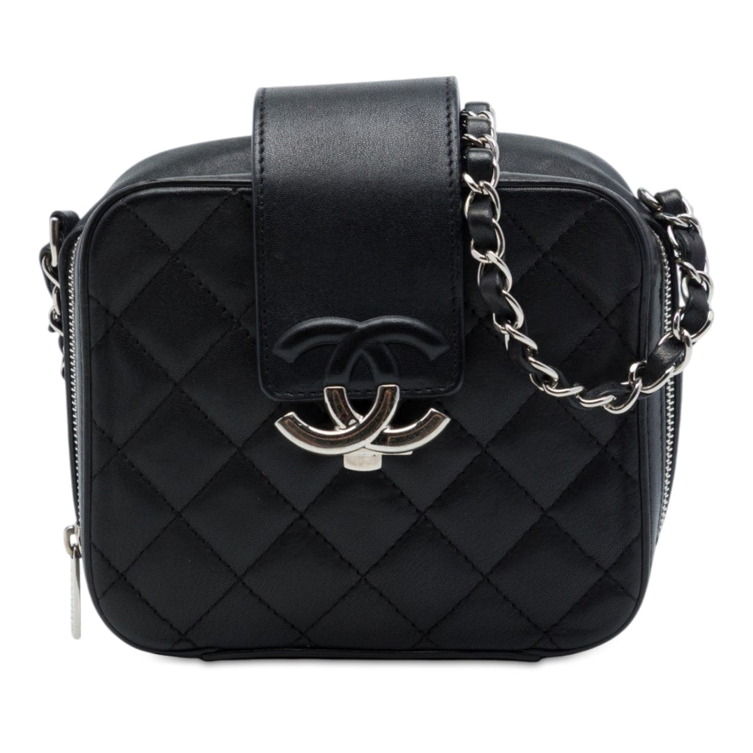 Chanel Matelassé CC Sac boîte caméra Mini Cuir d'agneau Noir
