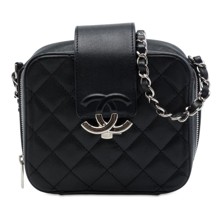 Chanel Matelassé CC Sac boîte caméra Mini Cuir d'agneau Noir