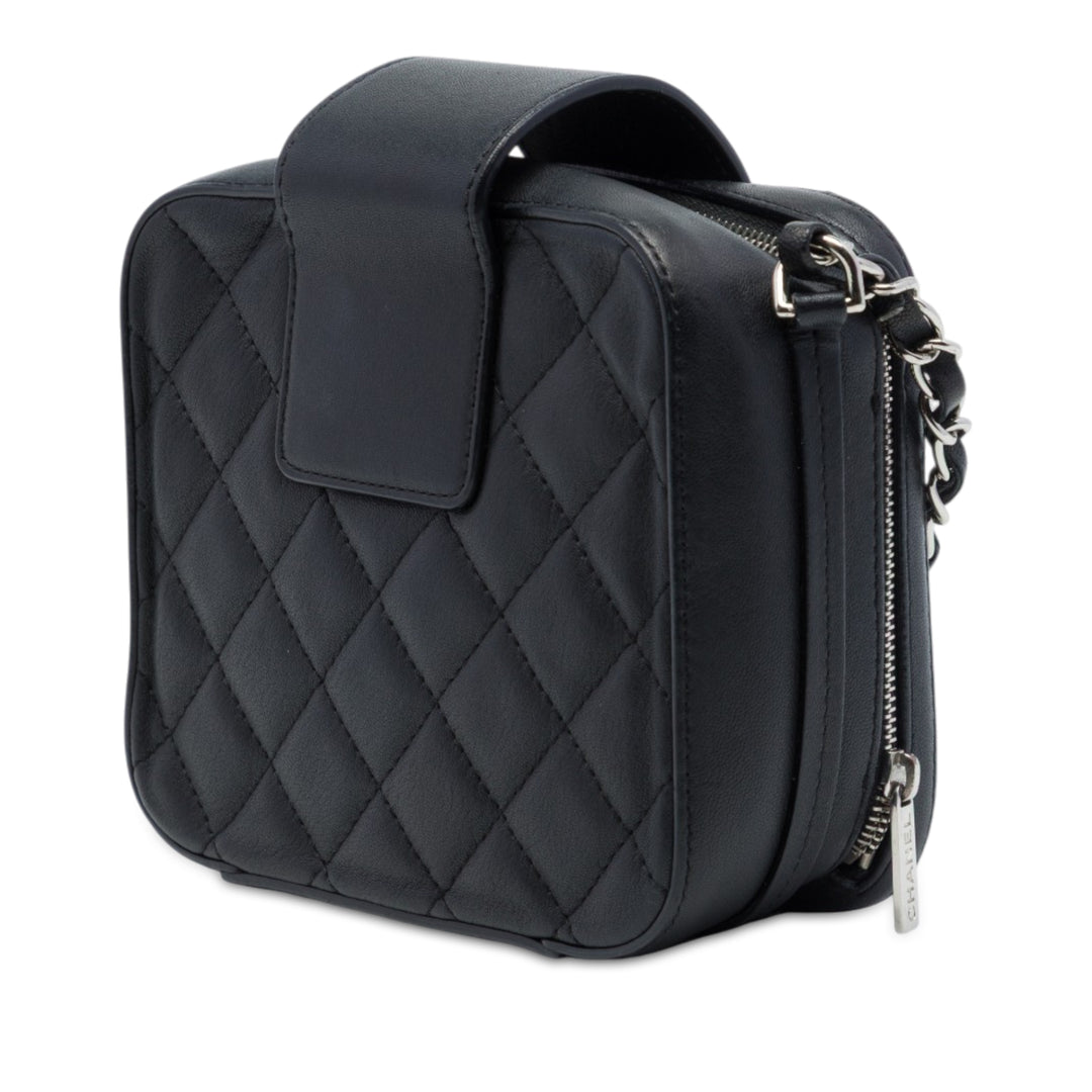 Chanel Matelassé CC Sac boîte caméra Mini Cuir d'agneau Noir