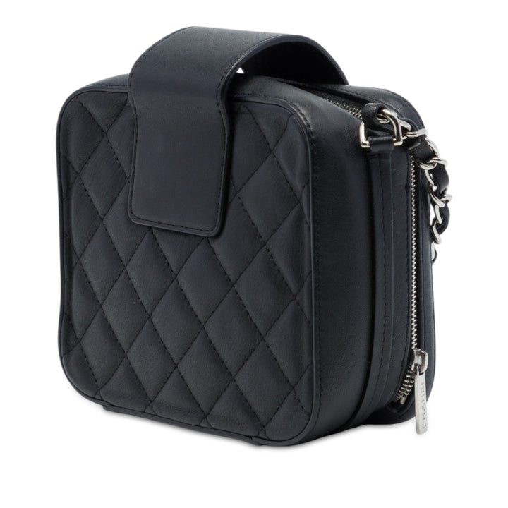 Chanel Matelassé CC Sac boîte caméra Mini Cuir d'agneau Noir