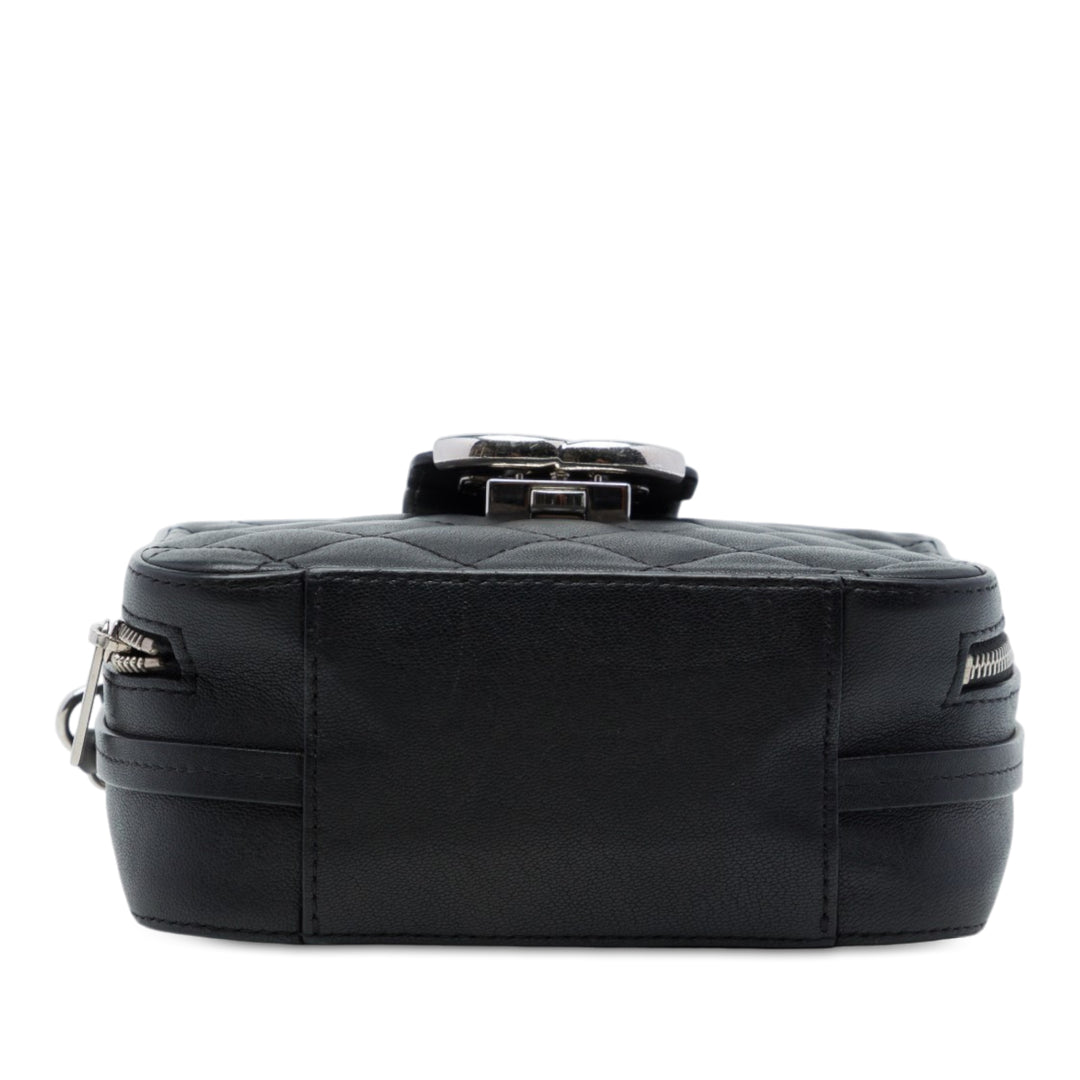 Chanel Matelassé CC Sac boîte caméra Mini Cuir d'agneau Noir