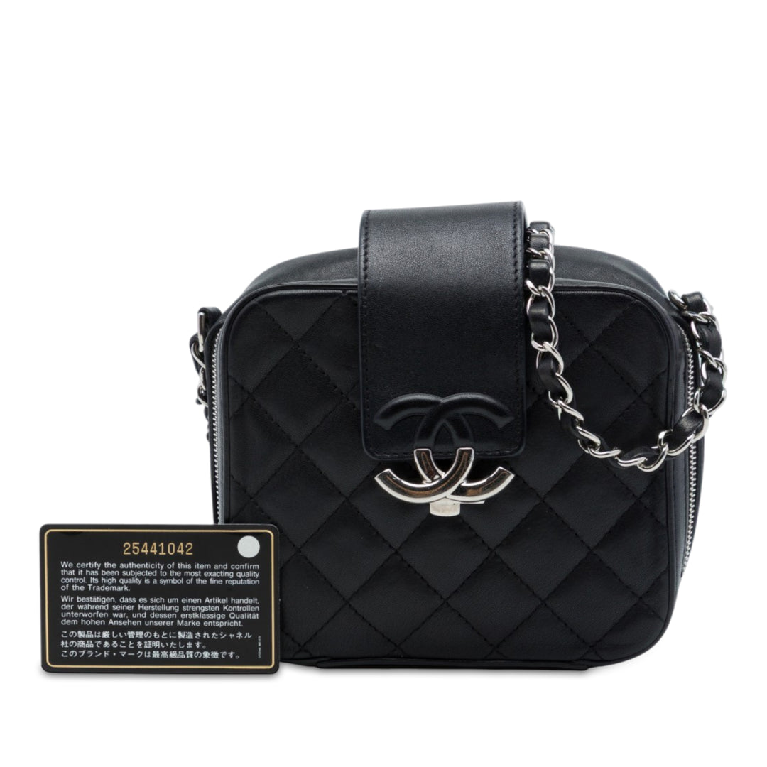 Chanel Matelassé CC Sac boîte caméra Mini Cuir d'agneau Noir